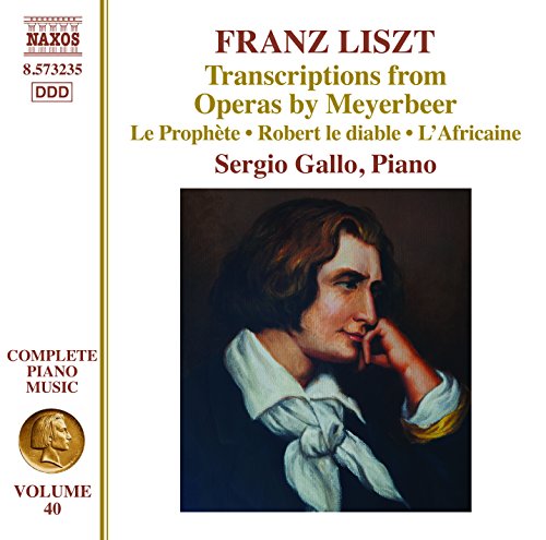 CD cover with portrait of Franz Liszt and title "Transcriptions from Operas by Meyerbeer".