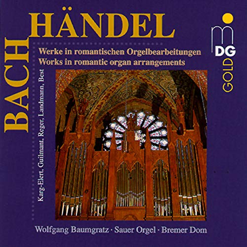 CD cover featuring organ pipes and composers Handel and Bach’s names.