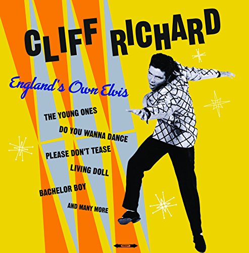 Cliff Richard album cover, yellow background, portrait of singer in pose.