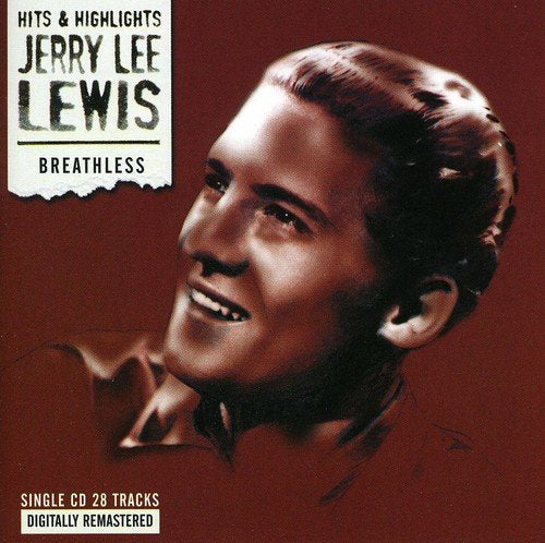 "CD cover featuring Jerry Lee Lewis with torn label and text on red background."