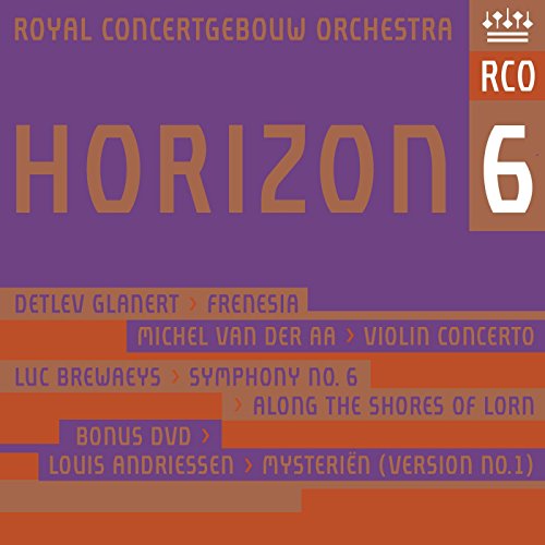 CD cover for Royal Concertgebouw Orchestra’s “Horizon 6” with purple and orange design.