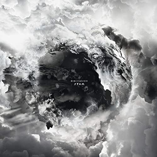CD cover: a dark, fractured globe emerging from swirling white clouds.