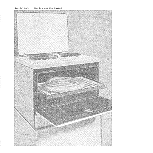 Black and white illustration of a vintage stove with an open oven.
