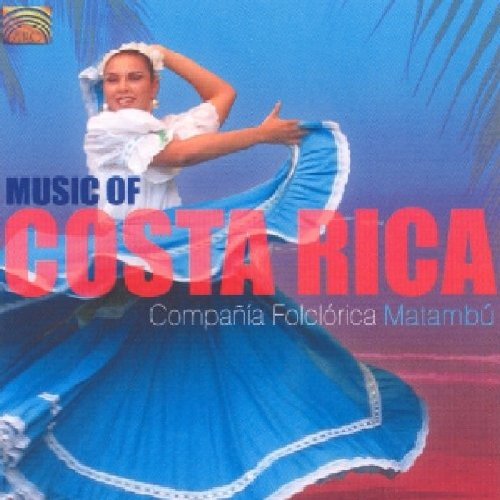 CD cover featuring a woman in traditional Costa Rican dress dancing against a blue background.