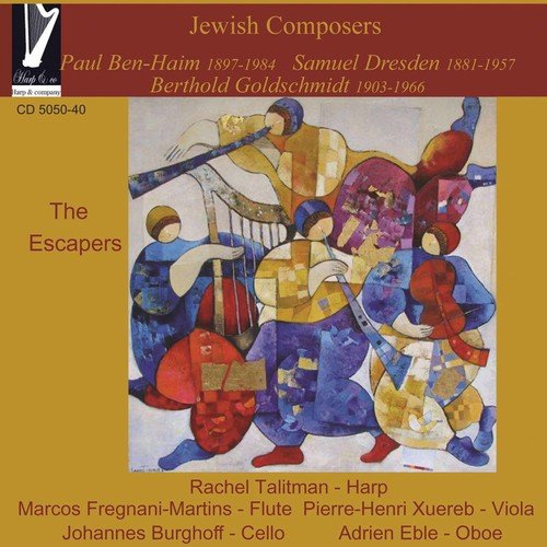 CD cover with abstract musicians on a yellow and red background.