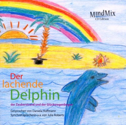 CD cover with crayon-style illustration of a dolphin, rainbow, and beach.