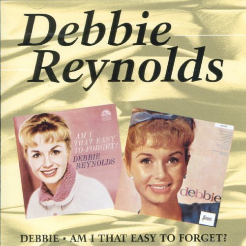 "CD cover with two album art images of Debbie Reynolds on a gold background."