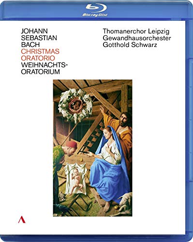 A Blu-ray disc case featuring a nativity scene painting and text.