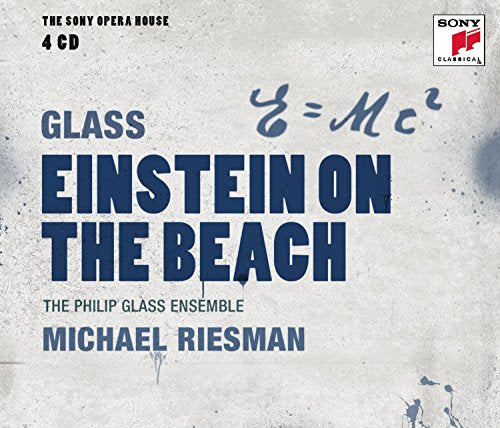 "CD cover with 'Einstein on the Beach' in blue text on a gray background."