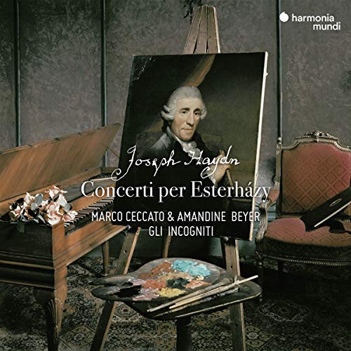 CD cover featuring a portrait of composer Joseph Haydn and musical instruments.