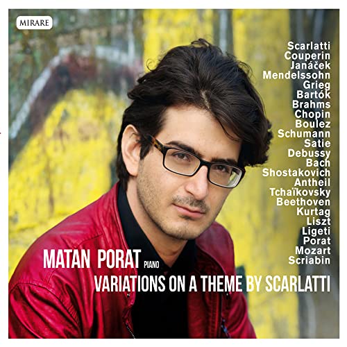 CD cover featuring pianist Matan Porat in a red jacket, with composer names listed.