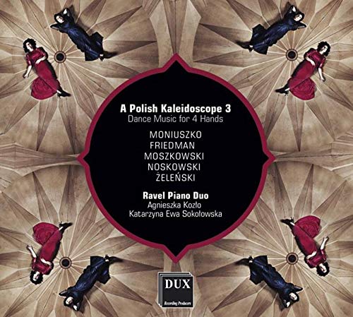 "CD cover with black center, red border, and dancing figures on a beige background."