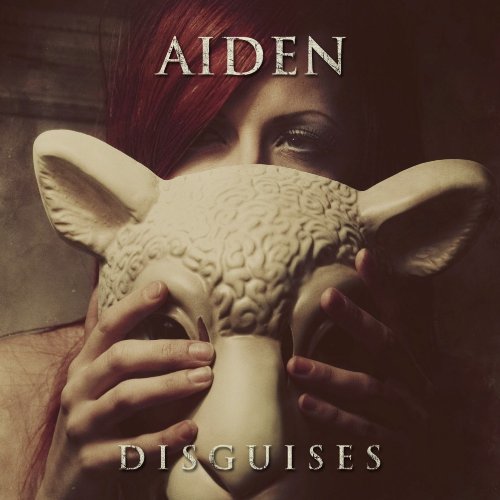 "Album cover with a person holding a sheep mask in front of their face."