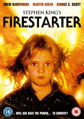 DVD cover for "Firestarter" featuring a young girl amidst flames.