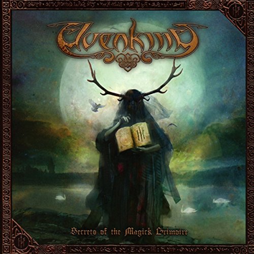 "Album cover art featuring a hooded figure with antlers holding an open book."