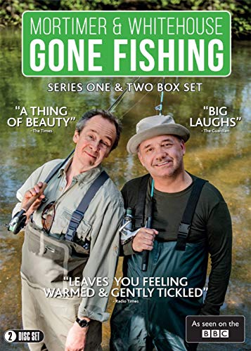 DVD cover for "Mortimer & Whitehouse Gone Fishing" featuring two men fishing.