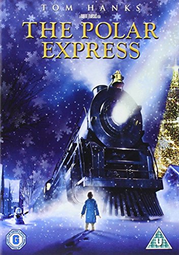 "The Polar Express DVD cover featuring a conductor with a mustache and hat."