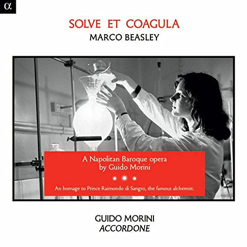 "Album cover with a black-and-white image of a person in a lab coat."