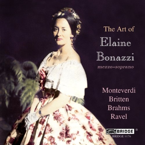 CD cover featuring Elaine Bonazzi in a floral dress, with text listing composers.