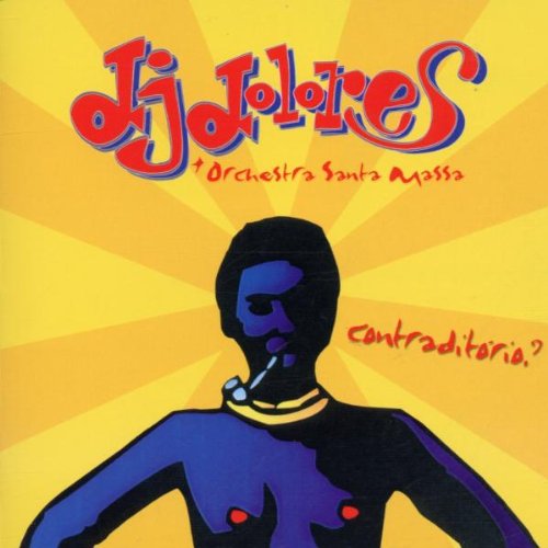 "Album cover featuring a purple man with a cigarette, on a yellow background."