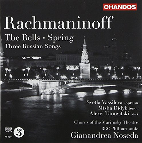 CD cover for Rachmaninoff’s “The Bells” with a nighttime cityscape.