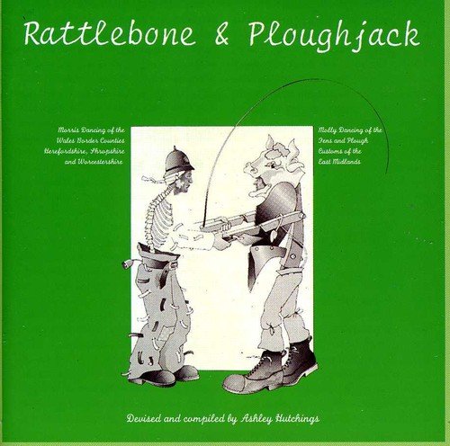 "CD album cover with green background, skeleton, and knight illustration."