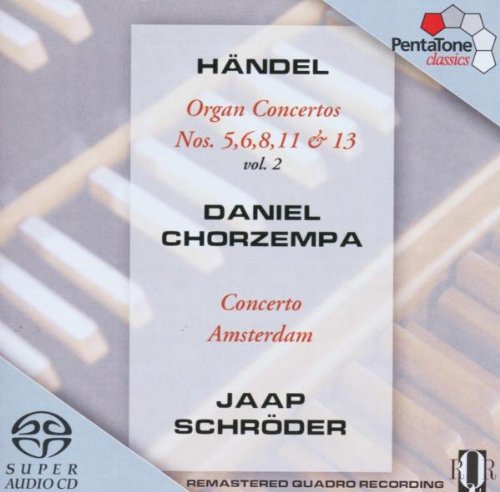 "CD cover with organ pipes and text listing performers and music details."