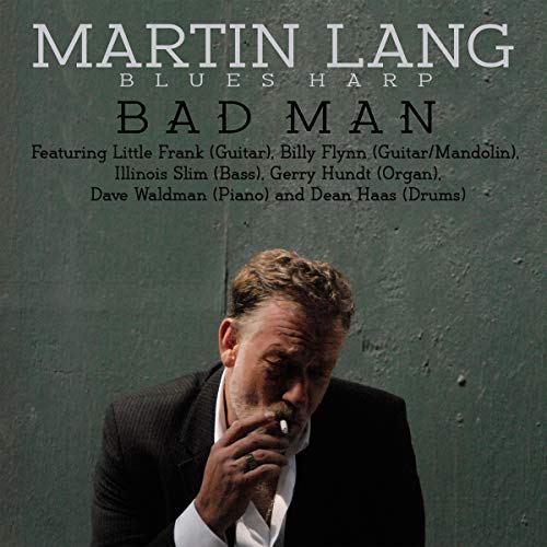 CD cover for Martin Lang’s “Blues Harp Bad Man” featuring a portrait.