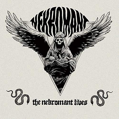Black and white album cover featuring a winged skeletal figure.