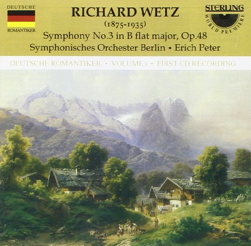 CD cover for Richard Wetz's Symphony No. 3 with mountain landscape.