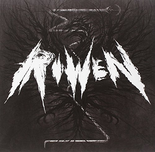 Black and white album cover with jagged, stylized “Riwen” text and dark imagery.