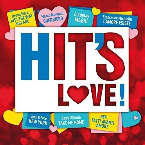 CD cover for “Hits Love 2016” with colorful text and heart motifs.
