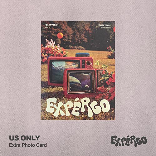 Nmixx Expergo (B Version) CD cover with retro TVs and flowers.