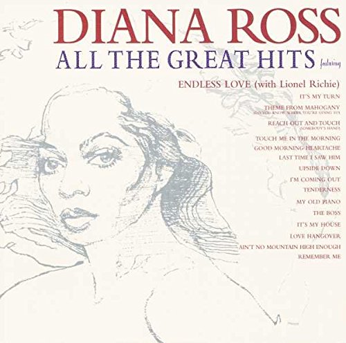 "Diana Ross album cover with sketch of her face and song list."