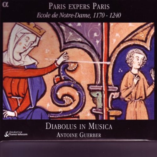 "CD cover with medieval illustration of a nun and monk, text on black background."