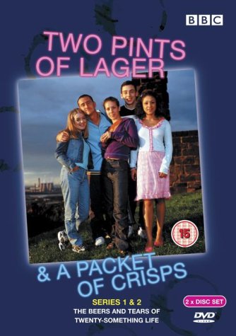 DVD cover for “Two Pints Of Lager & A Packet Of Crisps” series 1 & 2.