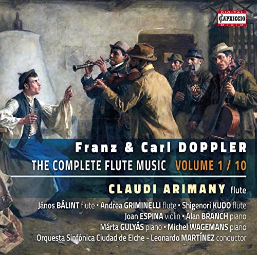 CD cover depicting 19th-century musicians, text: "Franz & Carl Doppler: The Complete Flute Music.