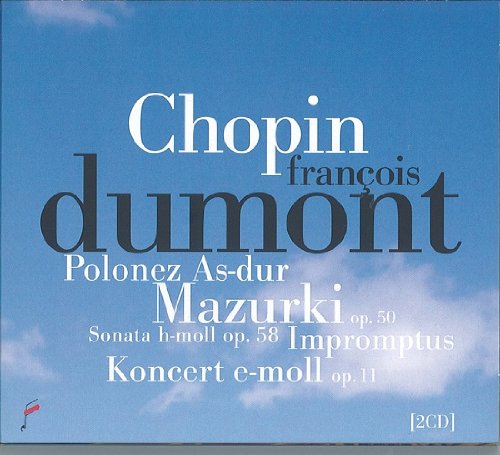 Chopin CD cover featuring Francois Dumont, with blue sky and white clouds background.