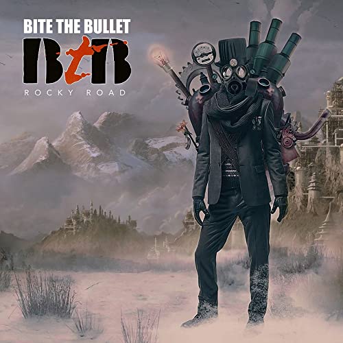 CD cover: steampunk figure in suit and gas mask, mountainous backdrop.