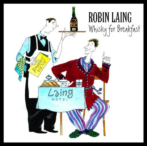 "Album cover art featuring a cartoon man in a red robe at a breakfast table."