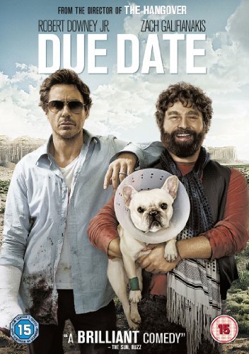 Due Date" DVD cover featuring Robert Downey Jr., Zach Galifianakis, and a dog.