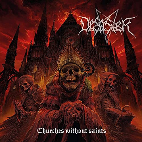 Dark album cover featuring a skeletal figure before a gothic cathedral.