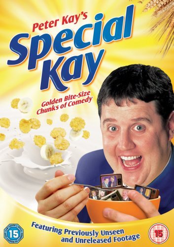 DVD cover featuring Peter Kay holding a bowl of cereal containing miniature television screens.