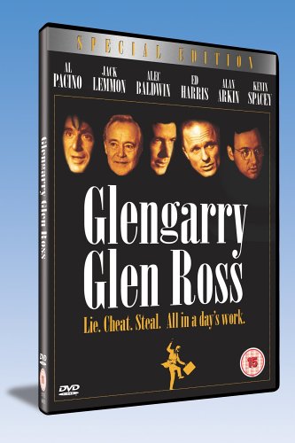 Glengarry Glen Ross" DVD cover featuring portraits of Al Pacino and others.