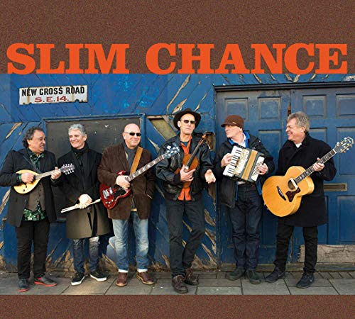 CD cover featuring six musicians with instruments in front of a blue wall.
