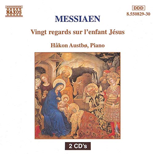 CD cover: Nativity scene painting with text “Messiaen: Vingt regards…”