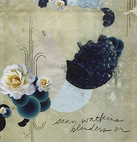 "Album cover with abstract design, white flowers, and the title 'Sean Watkins - Blinders On'."