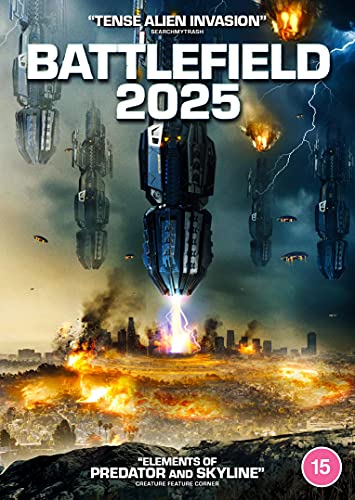 DVD cover art showing giant alien spaceships attacking a city with fire and lightning.
