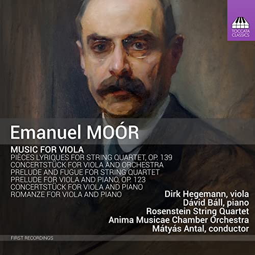 CD cover featuring a portrait of composer Emanuel Moor and track listing.