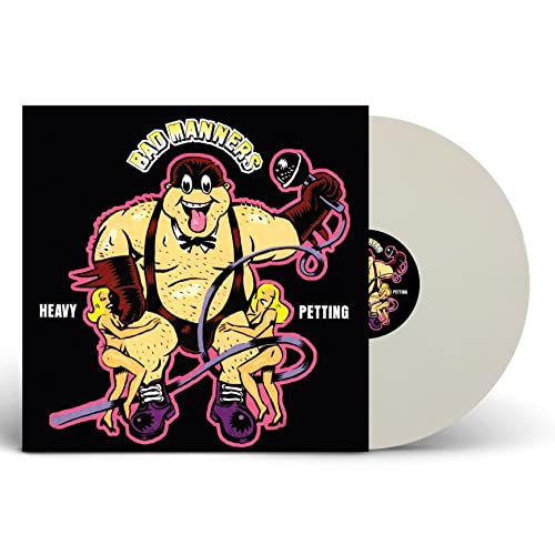 Vinyl record cover with cartoon illustration of a wrestler and women.